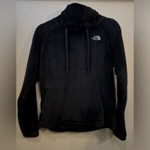 North Face Black Fuzzy Mock Neck Hoodie size Small